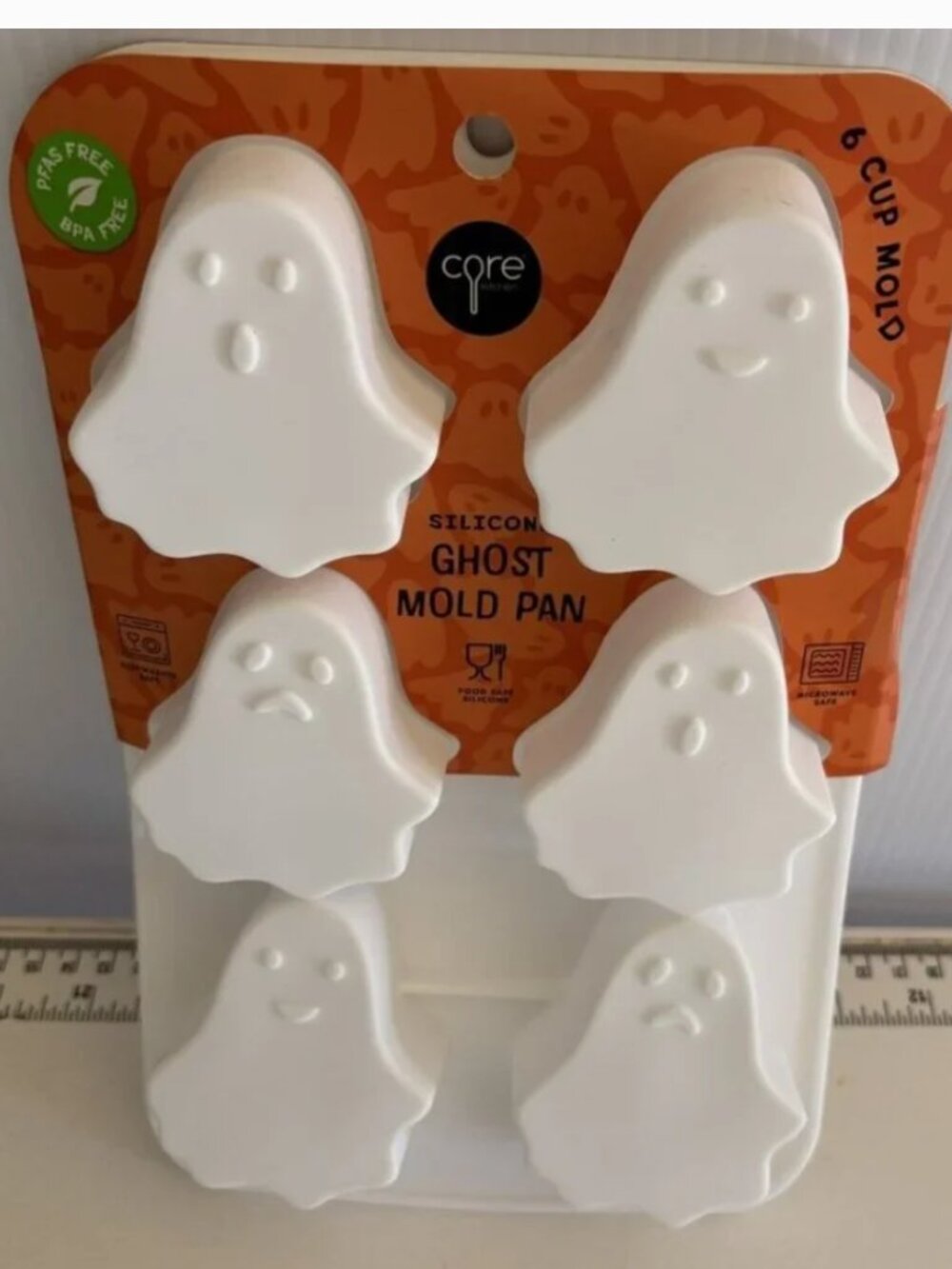 Ghost Faces Silicone Cupcake Mold Structure Jumbo Makes 6 Halloween Treats
